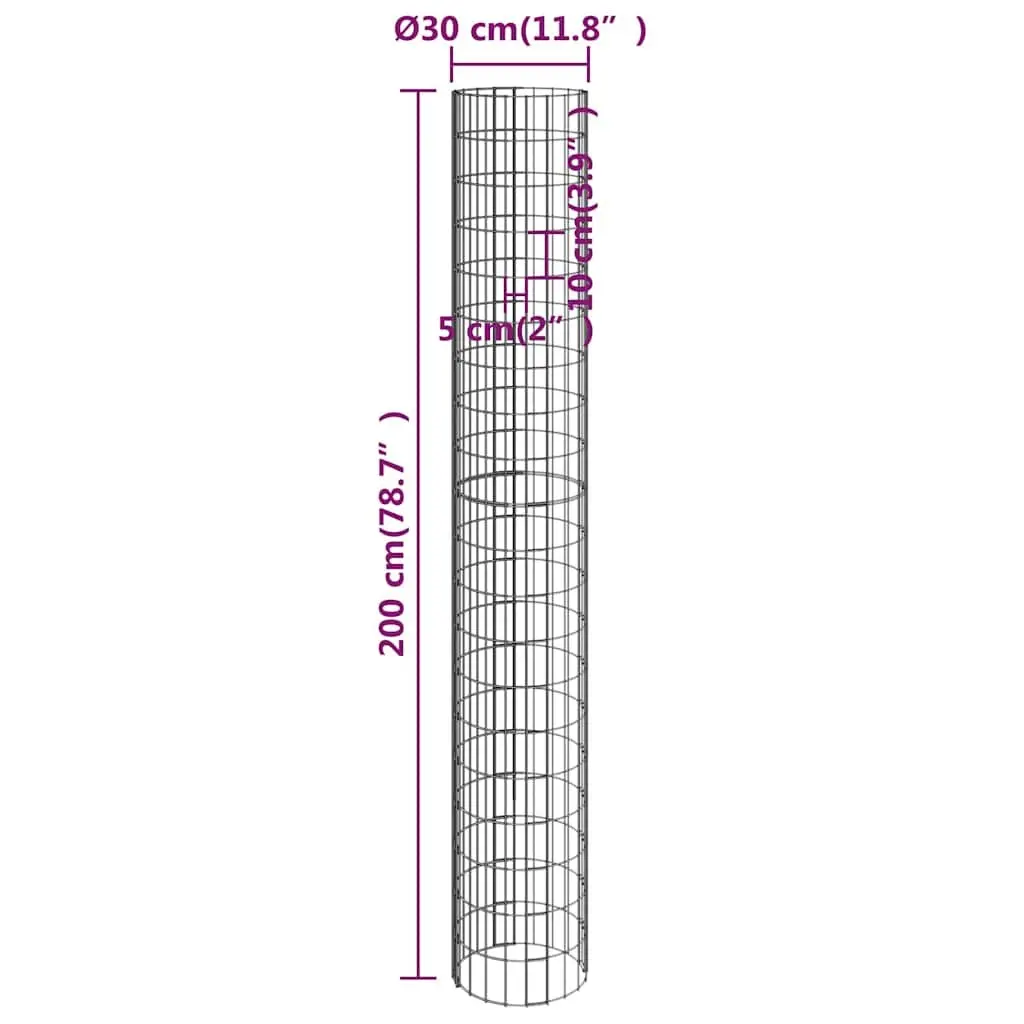 Circular Gabion Raised Garden Beds Set 4 Pieces Ø30cm Silver