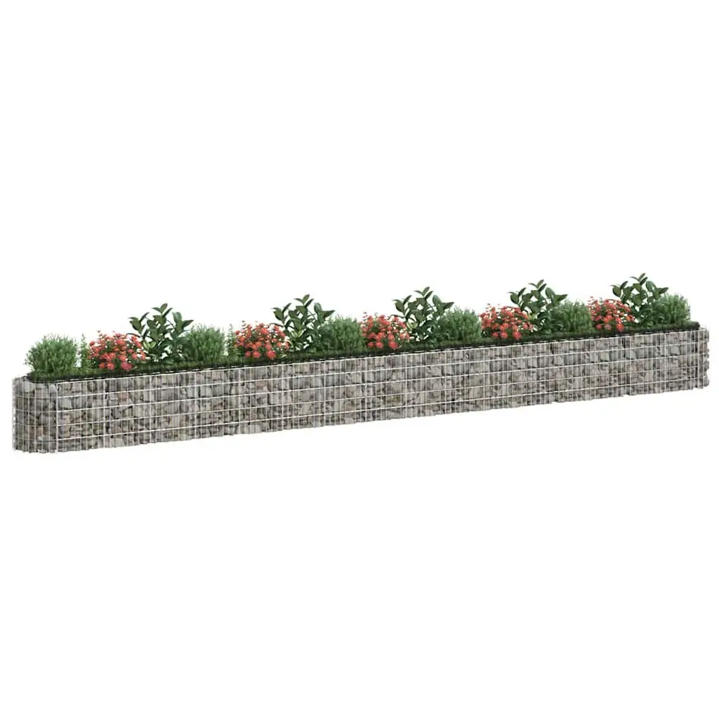 Gabion Raised Bed Garden Planter 610x50x50 cm Galvanised Iron Silver