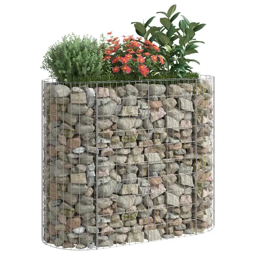 Gabion Raised Bed Planter Silver 120 x 50 x 100 cm Galvanised Iron Garden Border Flower Box