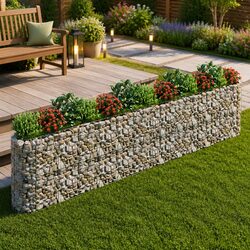 Galvanised Iron Gabion Raised Garden Bed Planter Border 470x50x100cm Silver
