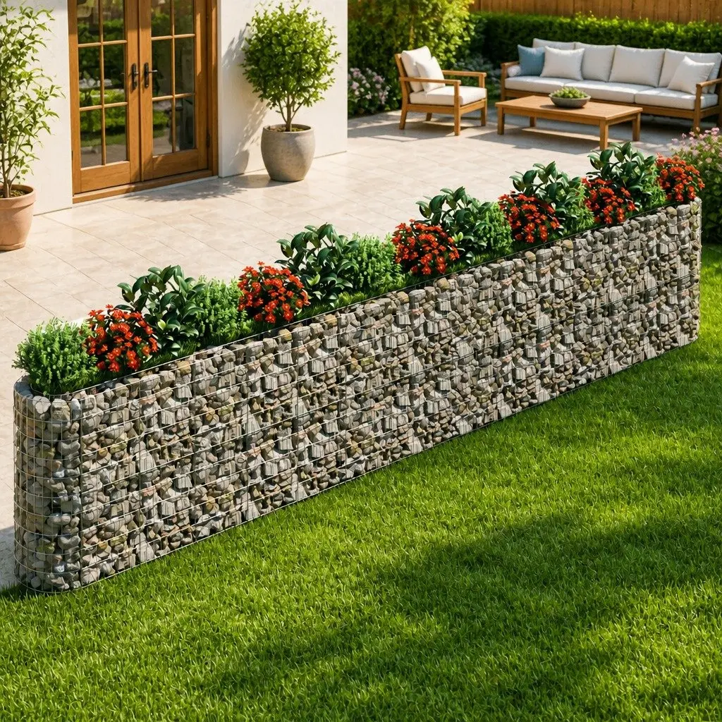 Gabion Raised Bed Planter Garden Border 540x50x100cm Silver