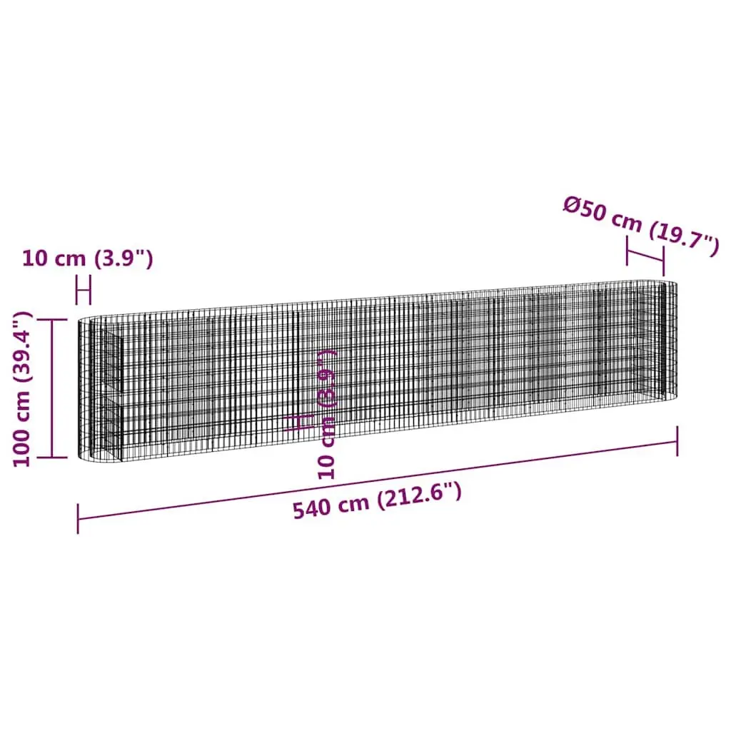 Gabion Raised Bed Planter Garden Border 540x50x100cm Silver