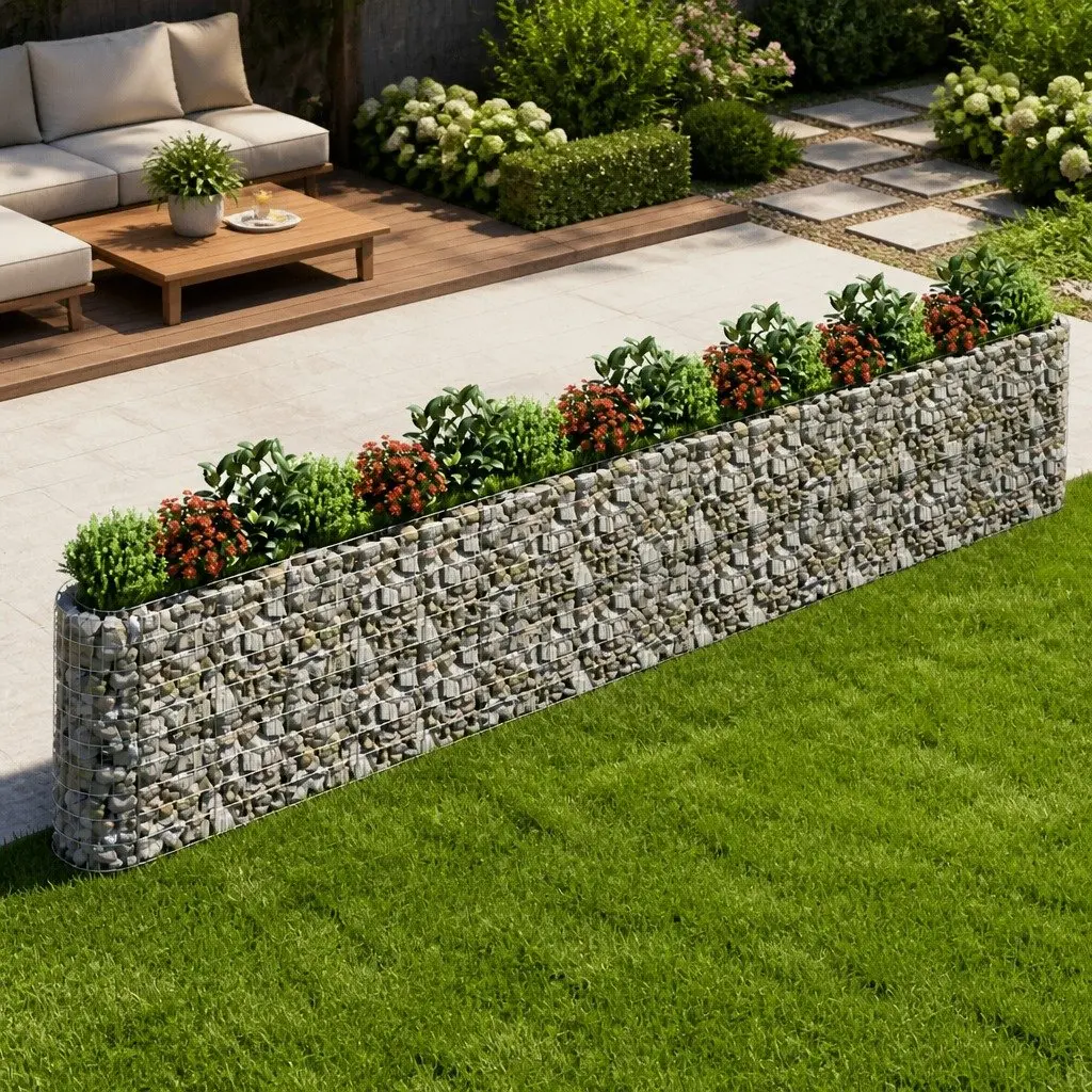 Gabion Raised Bed Garden Planter 610x50x100cm Silver