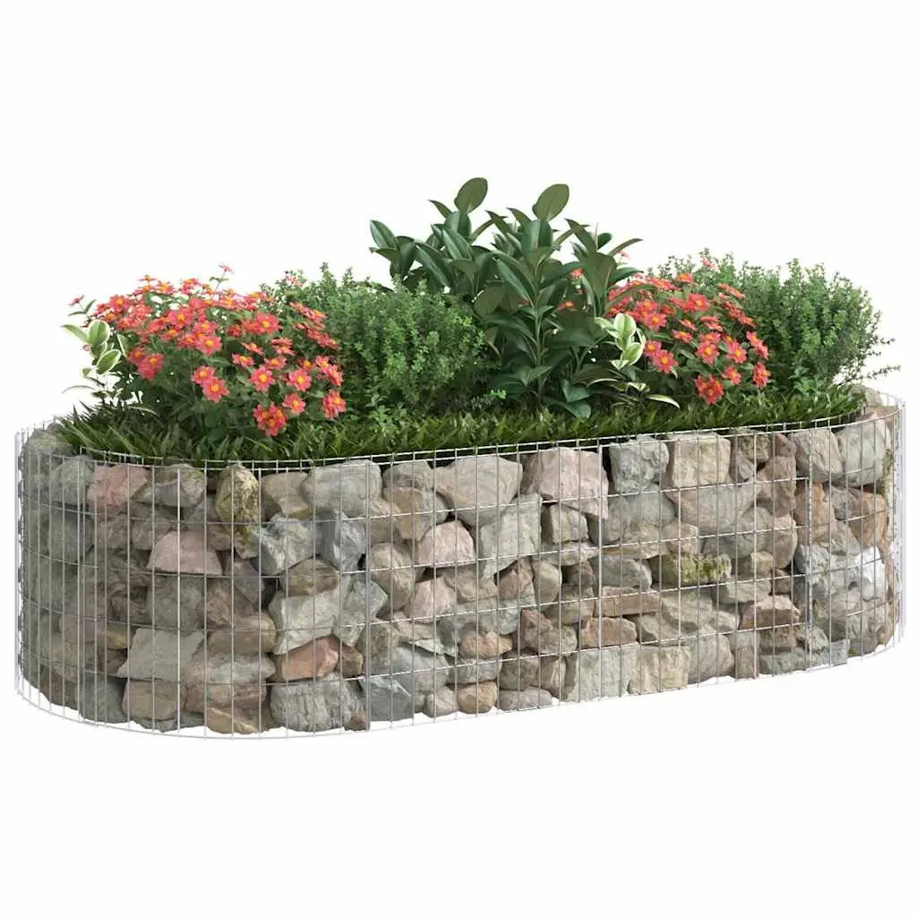 Gabion Raised Garden Bed 200x100x50cm Galvanised Iron Planter Box Silver