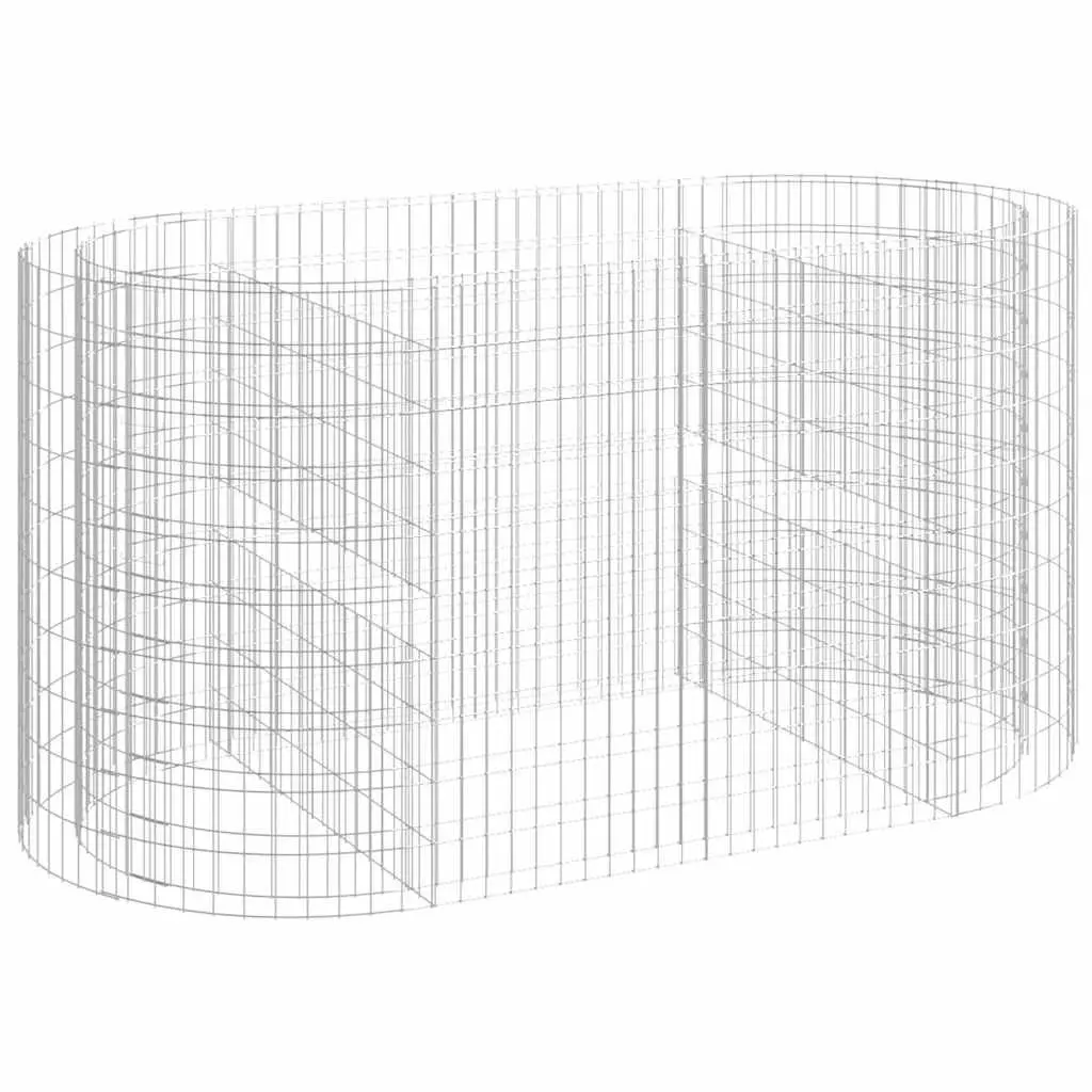 Gabion Raised Bed Garden Planter Galvanised Iron Flower Border 200x100x100cm Silver