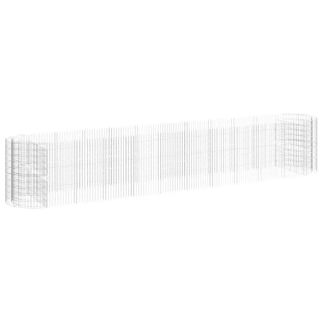 Gabion Raised Bed Planter Garden Border 600 x 100 x 100 cm Silver Galvanised Iron Flower Box