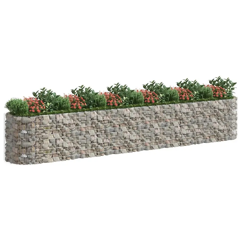 Gabion Raised Bed Planter Garden Border 600 x 100 x 100 cm Silver Galvanised Iron Flower Box