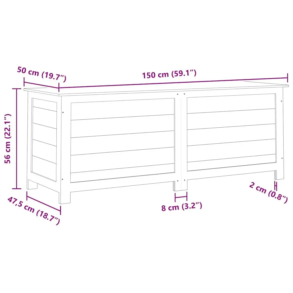 Outdoor Storage Box 150x50x56 cm Solid Fir Wood