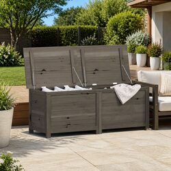 Outdoor Storage Box Solid Wood Fir Garden Cushion Pillow Blanket Patio Organizer