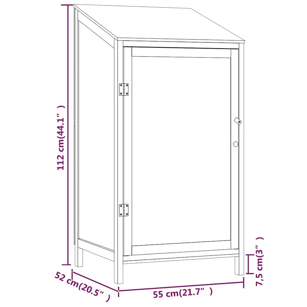 Garden Shed Outdoor Storage Anthracite Solid Fir Wood Structure 55 x 52 x 112 cm