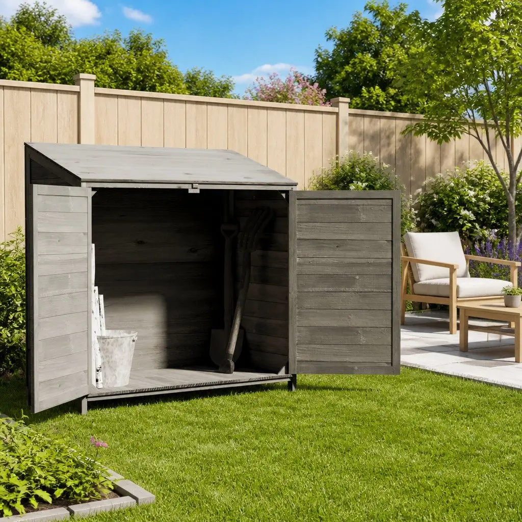 Garden Shed Outdoor Storage Solid Wood Fir Anthracite 102 x 52 x 112 cm