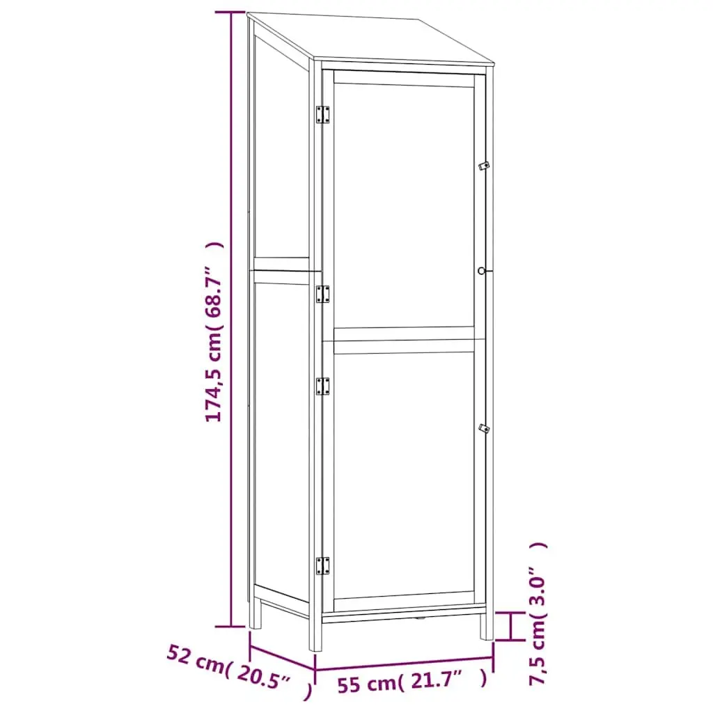 Garden Shed Outdoor Storage 55x52x174.5cm Brown Solid Wood Fir