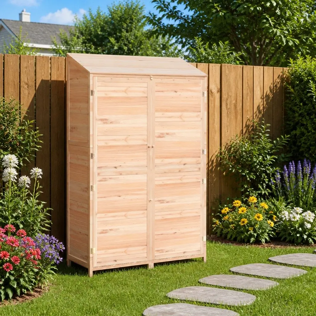 Garden Shed Outdoor Storage 102x52x174.5 cm Brown Wooden Structure