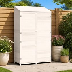 Durable and Reliable White Garden Shed for Outdoors