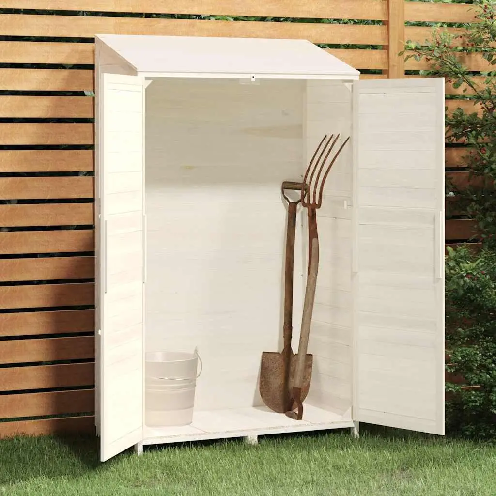 Garden Shed Outdoor Storage Structure 102x52x1745 cm White Solid Wood Fir