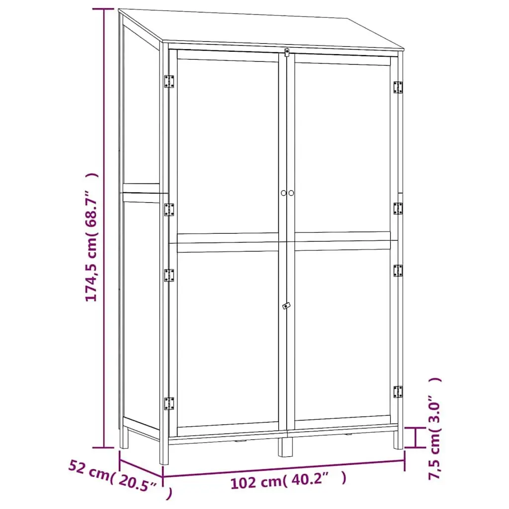 Garden Shed Outdoor Storage 102x52x174.5cm Brown Solid Fir Wood