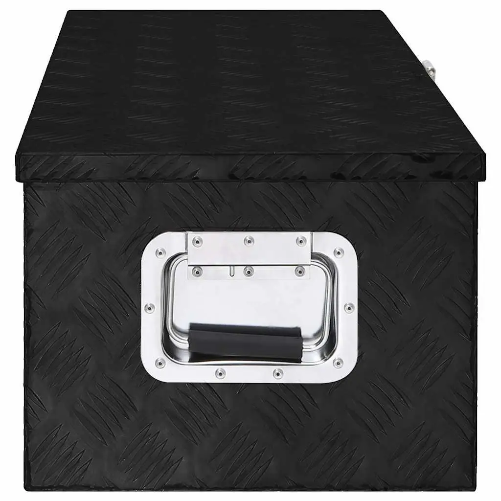 Storage Box Aluminium Tool Organiser Lockable 80 x 39 x 30 cm Black