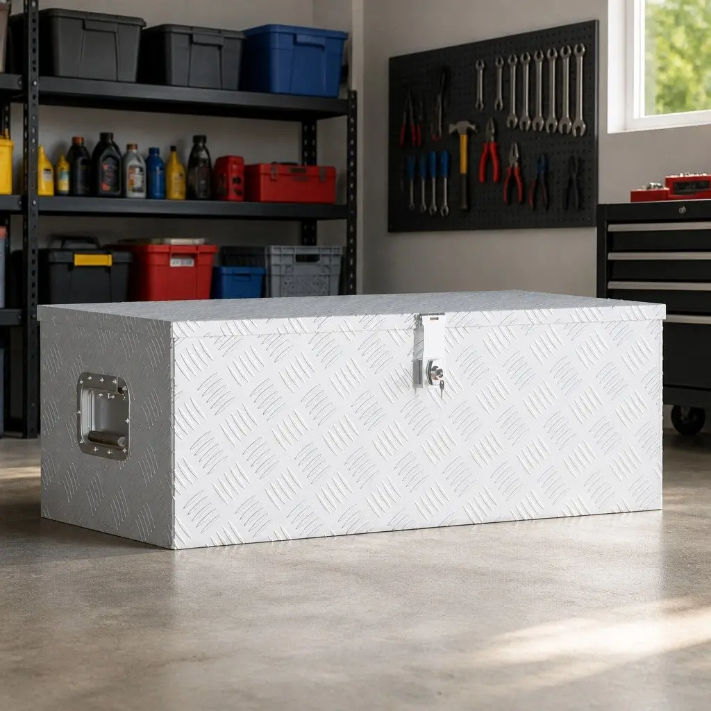 Storage Box Tool Organizer 90x47x33.5 cm Silver Aluminium