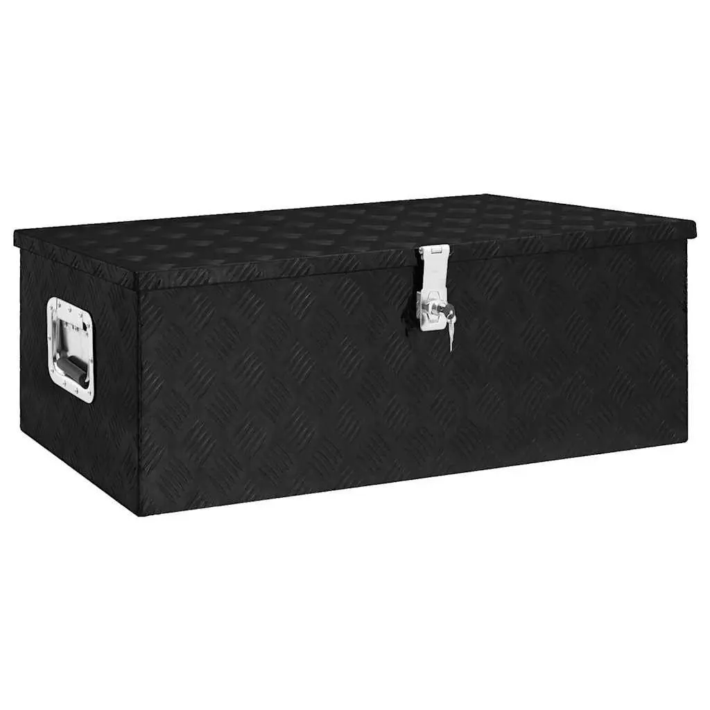 Aluminium Tool Box Storage Box Portable Carry Handle Locking System 90 x 47 x 33.5 cm Black