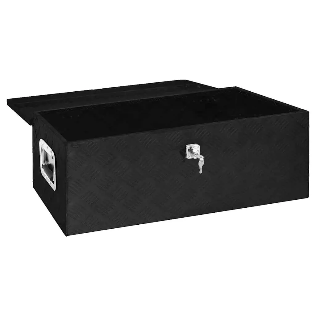 Aluminium Tool Box Storage Box Portable Carry Handle Locking System 90 x 47 x 33.5 cm Black