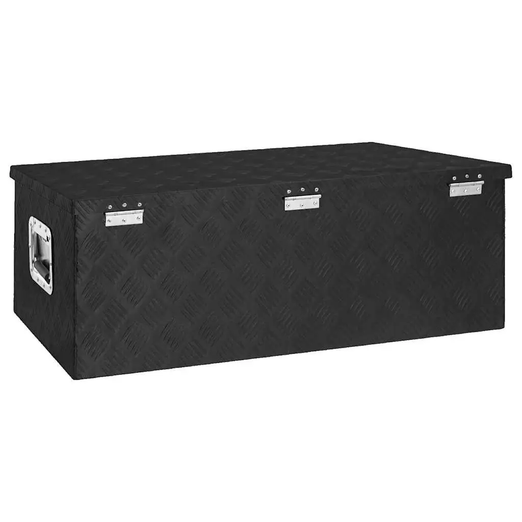 Aluminium Tool Box Storage Box Portable Carry Handle Locking System 90 x 47 x 33.5 cm Black