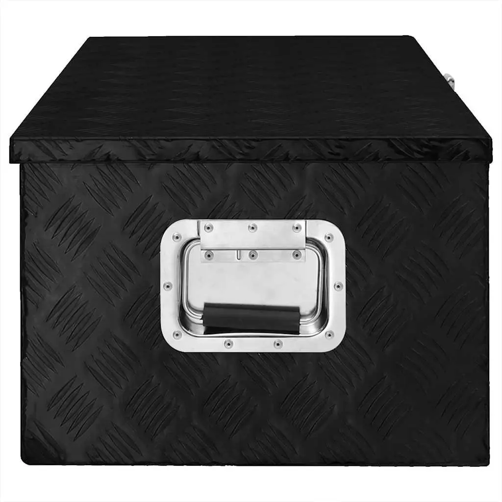 Aluminium Tool Box Storage Box Portable Carry Handle Locking System 90 x 47 x 33.5 cm Black