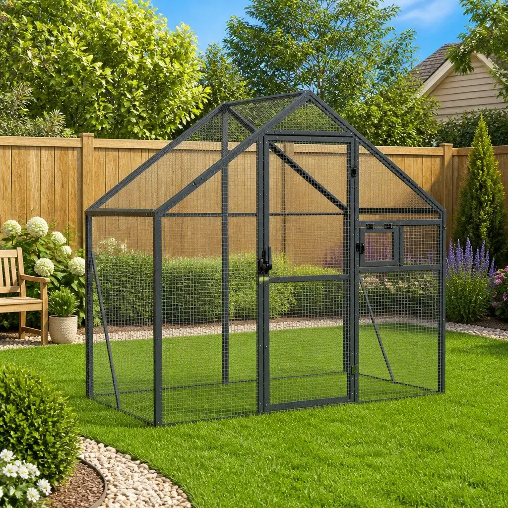 Large Outdoor Flight Cage Anthracite Aluminium Frame Wire Mesh for Birds