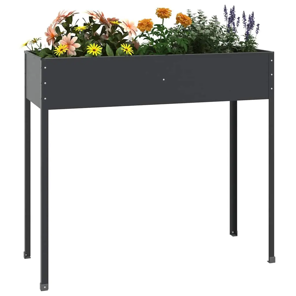 Garden Planter Raised Bed Anthracite High Feet Outdoor Pots for Flowers and Vegetables 100.5 x 40.5 x 90 cm