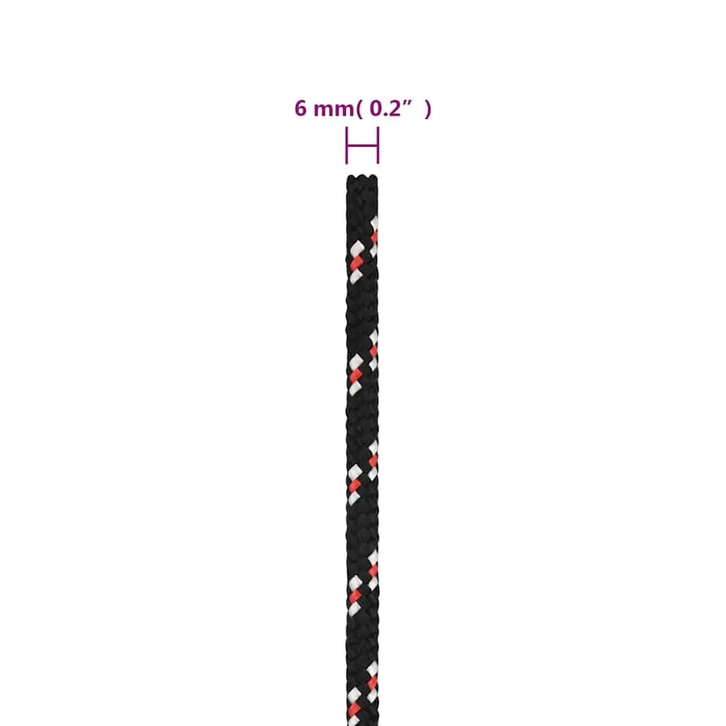 Marine Rope 6mm Black 25m Polypropylene Boat Dock Line Rigging