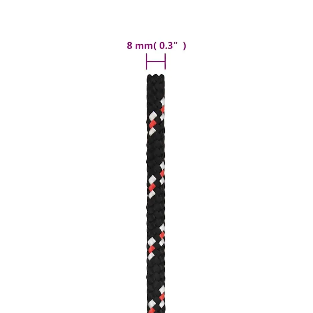 Boat Rope 8mm 25m Black Polypropylene Marine Sailing Rigging Dock Line