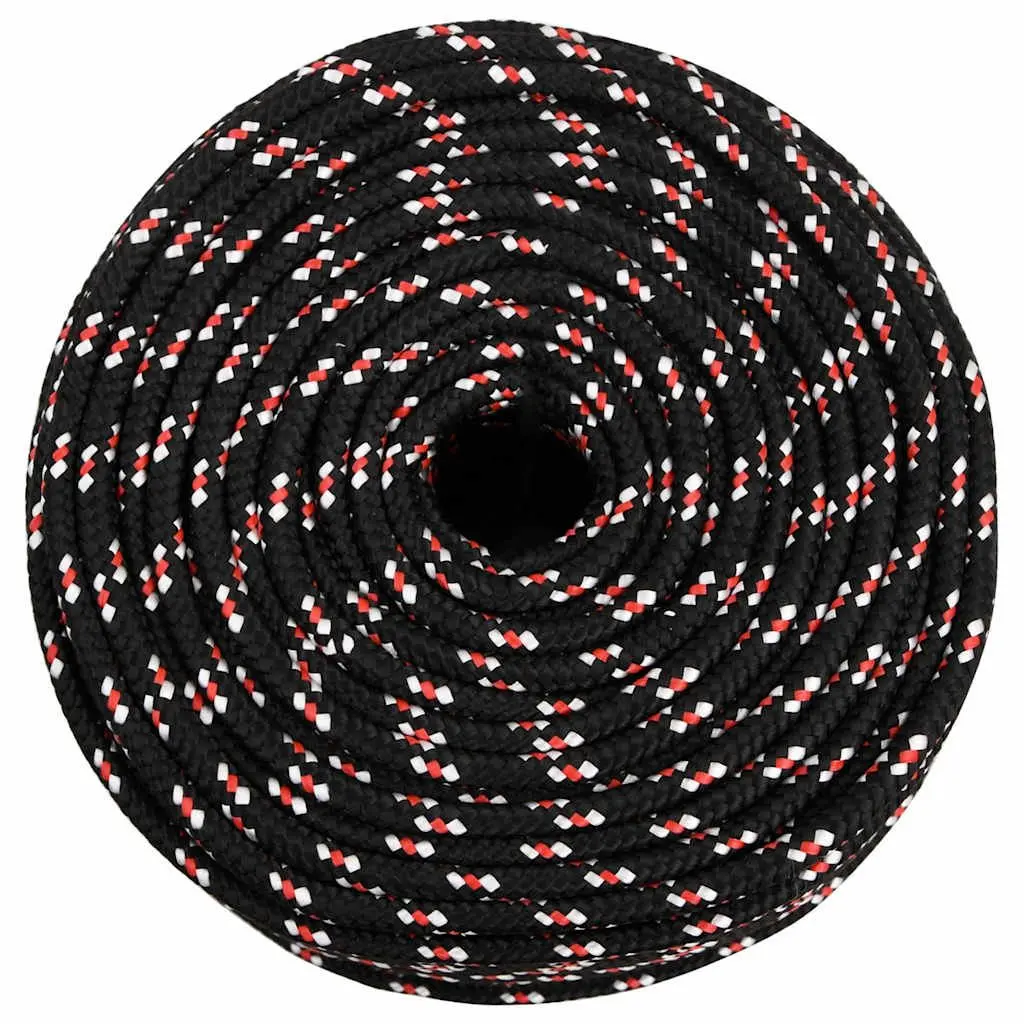 Boat Rope 10mm 25m Black Polypropylene Braided Marine Dock Line