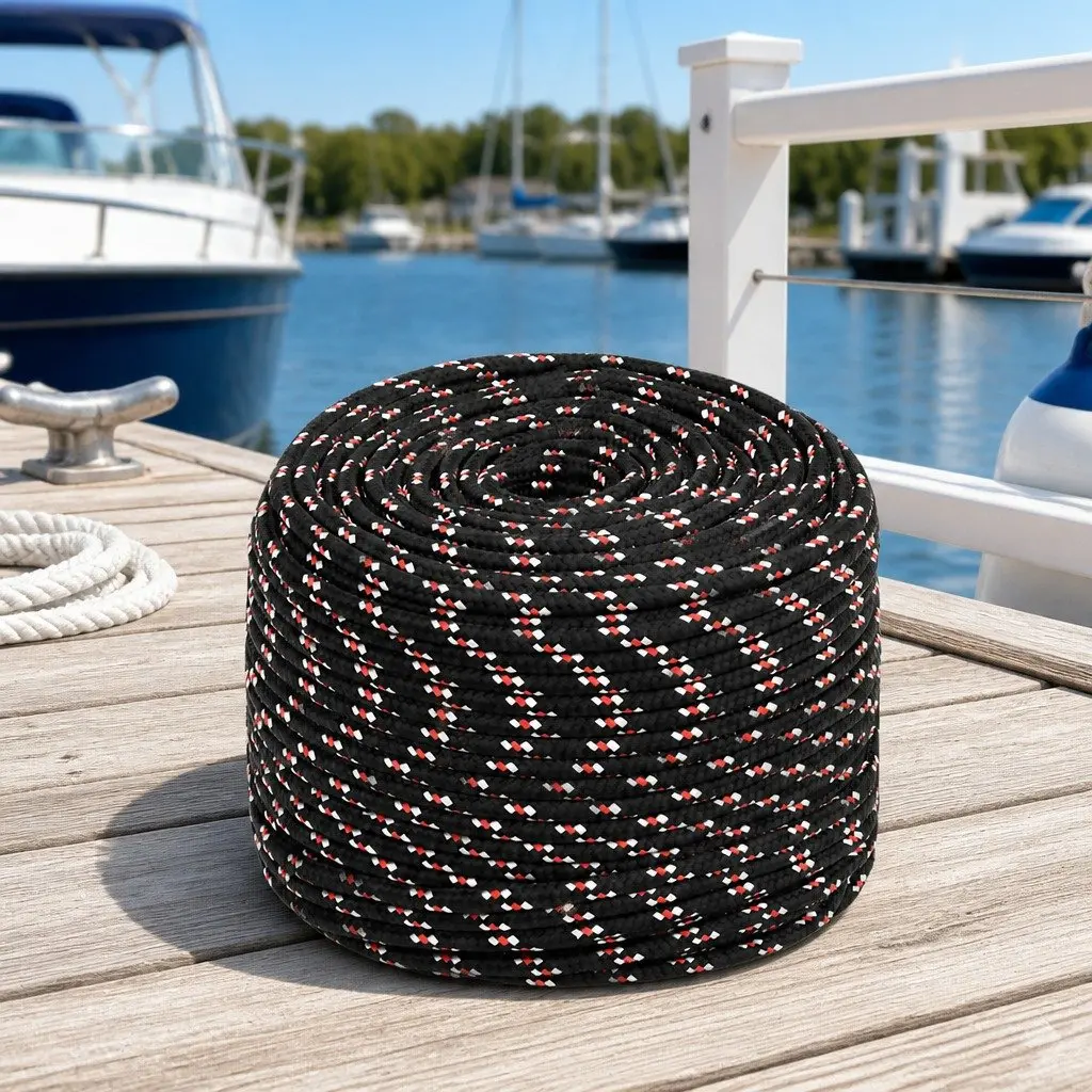 Marine Rope Black 10mm 100m Polypropylene Braided for Sailing Boating Yachting Rigging Dock Line