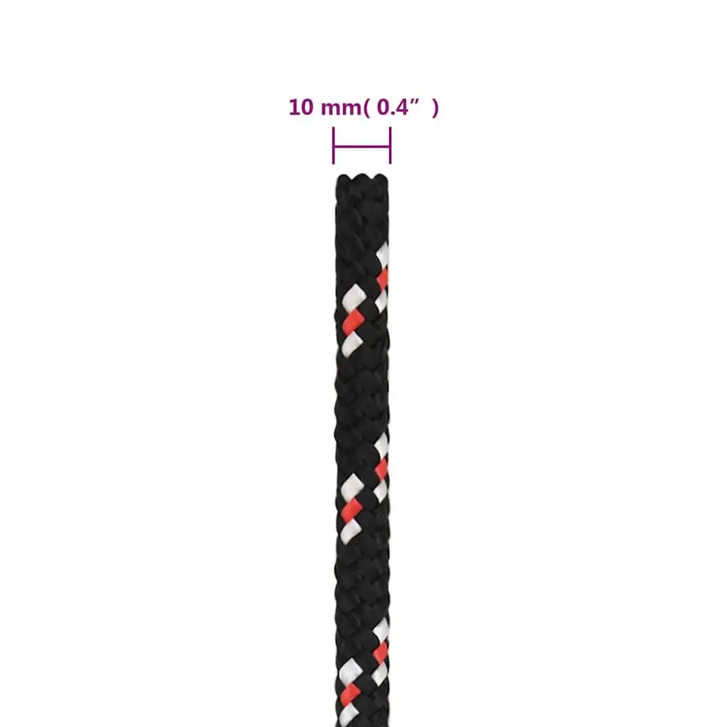 Marine Rope Black 10mm 100m Polypropylene Braided for Sailing Boating Yachting Rigging Dock Line
