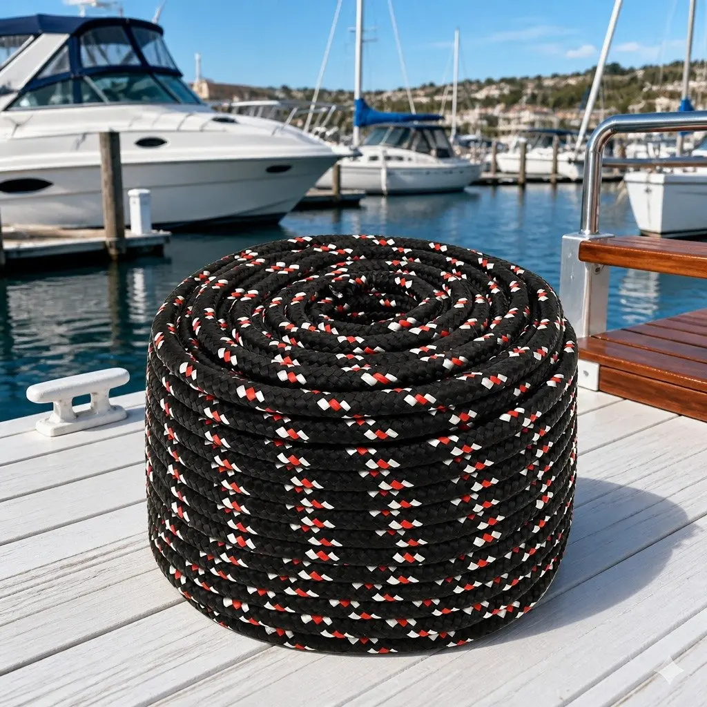 Boat Rope Polypropylene Marine Braided Dock Line 12mm 25m Black