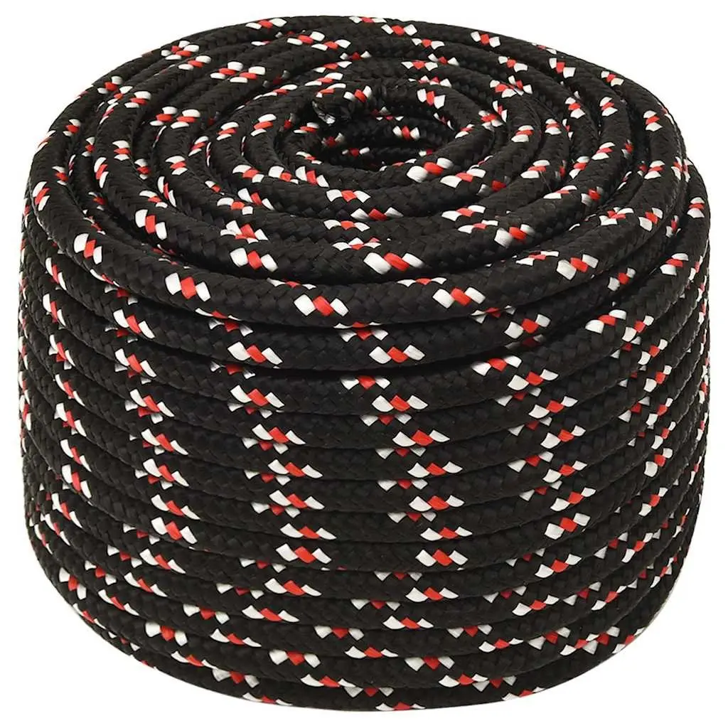 Boat Rope Polypropylene Marine Braided Dock Line 12mm 25m Black