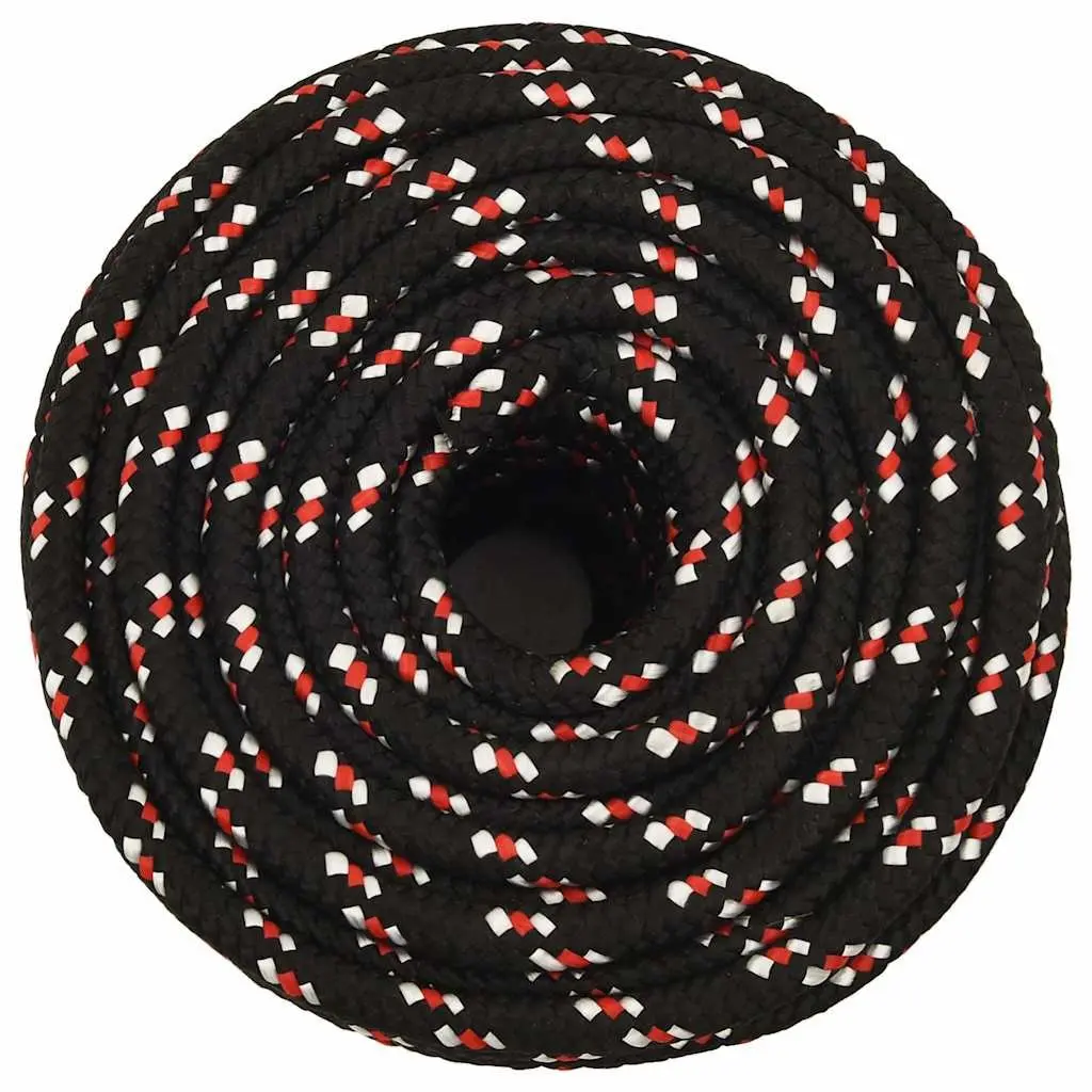 Boat Rope Polypropylene Marine Braided Dock Line 12mm 25m Black