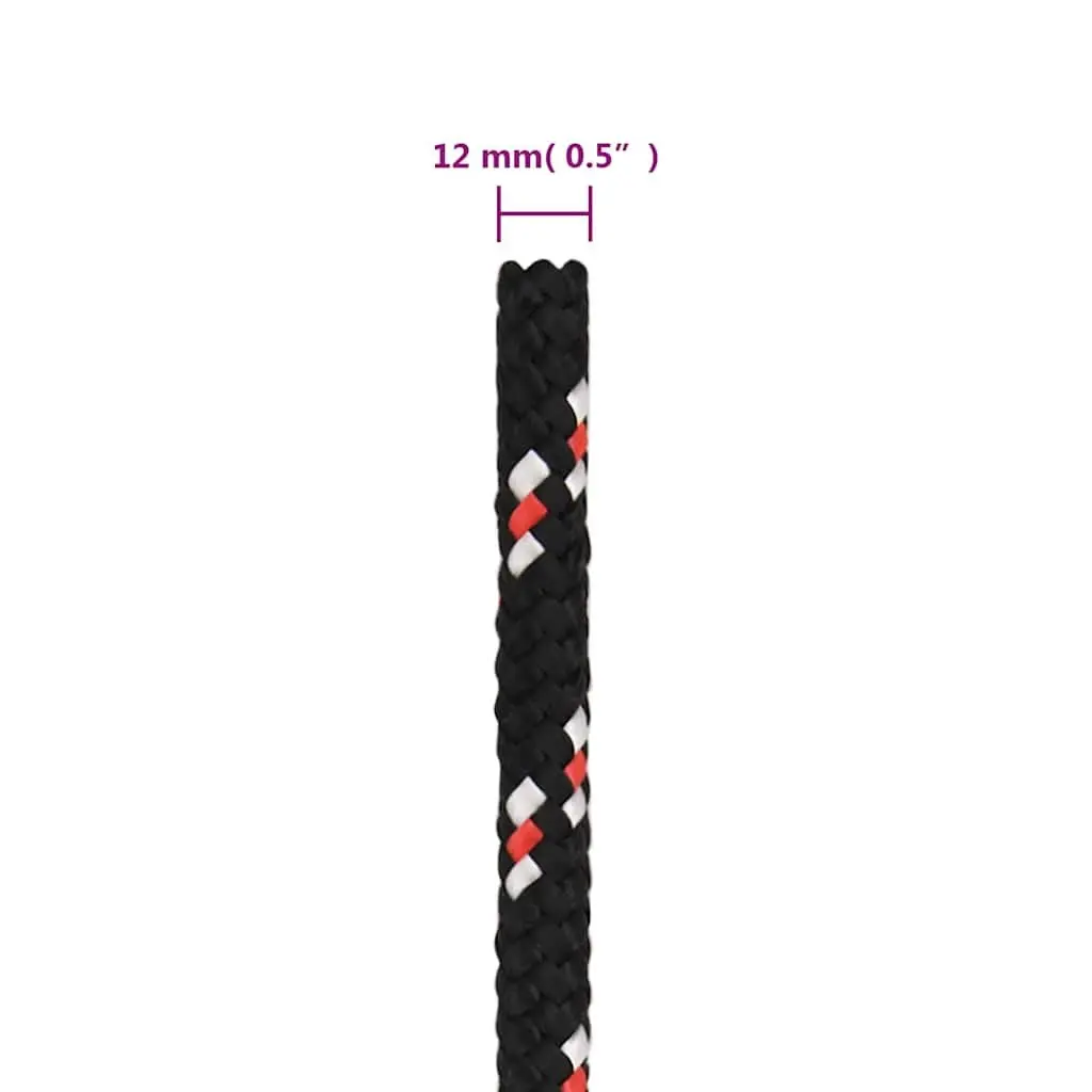 Boat Rope Polypropylene Marine Braided Dock Line 12mm 25m Black