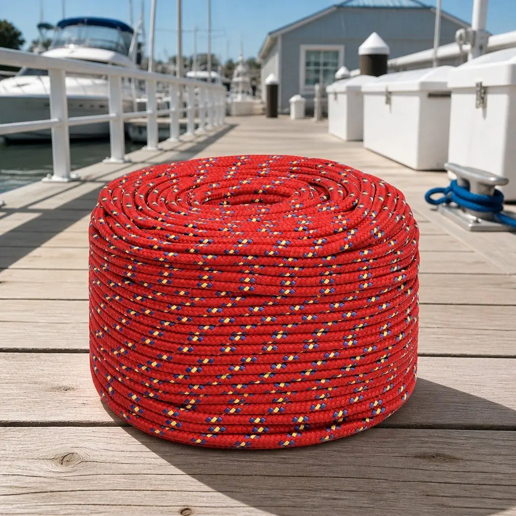 Boat Rope Red 6mm 50m Braided Polypropylene Marine Sailing Rigging Dock Line