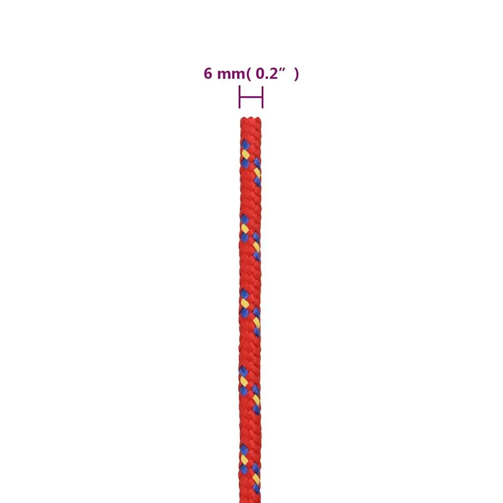 Boat Rope Red 6mm 50m Braided Polypropylene Marine Sailing Rigging Dock Line