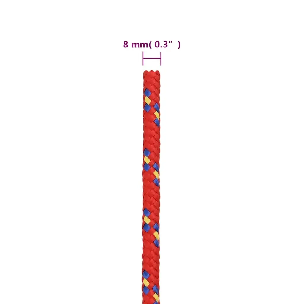 Boat Rope 8mm 25m Red Polypropylene Marine Sailing Dock Line