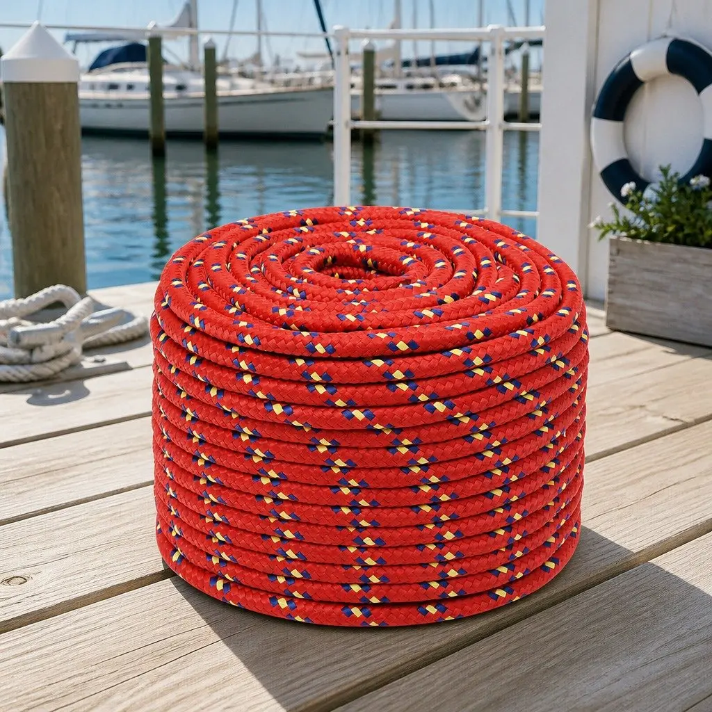 Red 12mm Braided Rope for Outdoor Activities