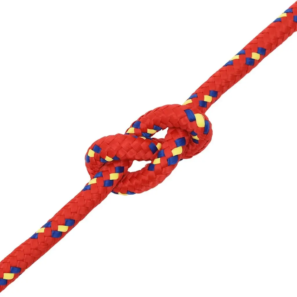Marine Rope Red 12mm 100m Braided Polypropylene for Sailing Boating Rigging Dock Line