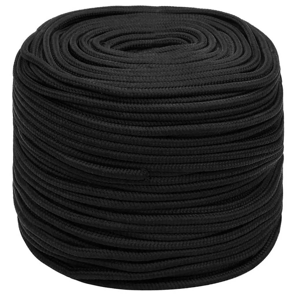 Boat Rope 8mm 25m Black Polypropylene Braided Marine Dock Line