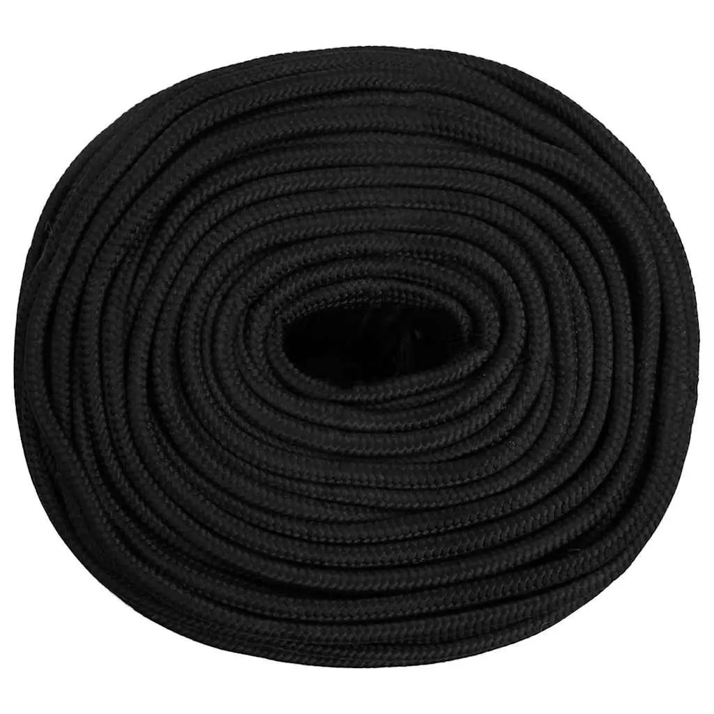 Boat Rope 10mm Black 50m Polypropylene Braided Marine Dock Line