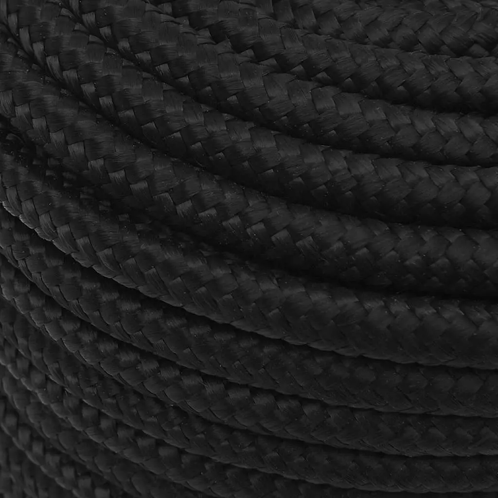 Black Polypropylene Boat Rope 12mm 25m Marine Sailing Braided Line