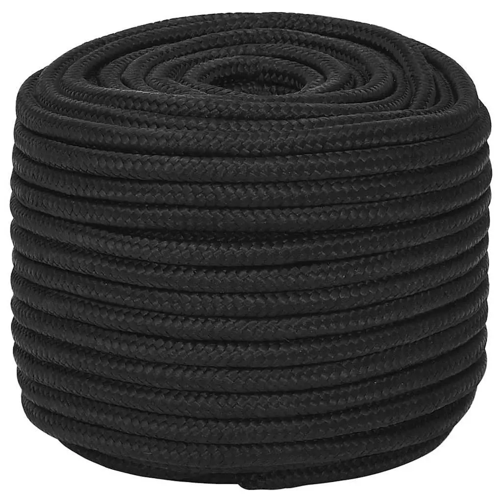 Marine Rope Black Polypropylene Braided Dock Line 12mm 100m