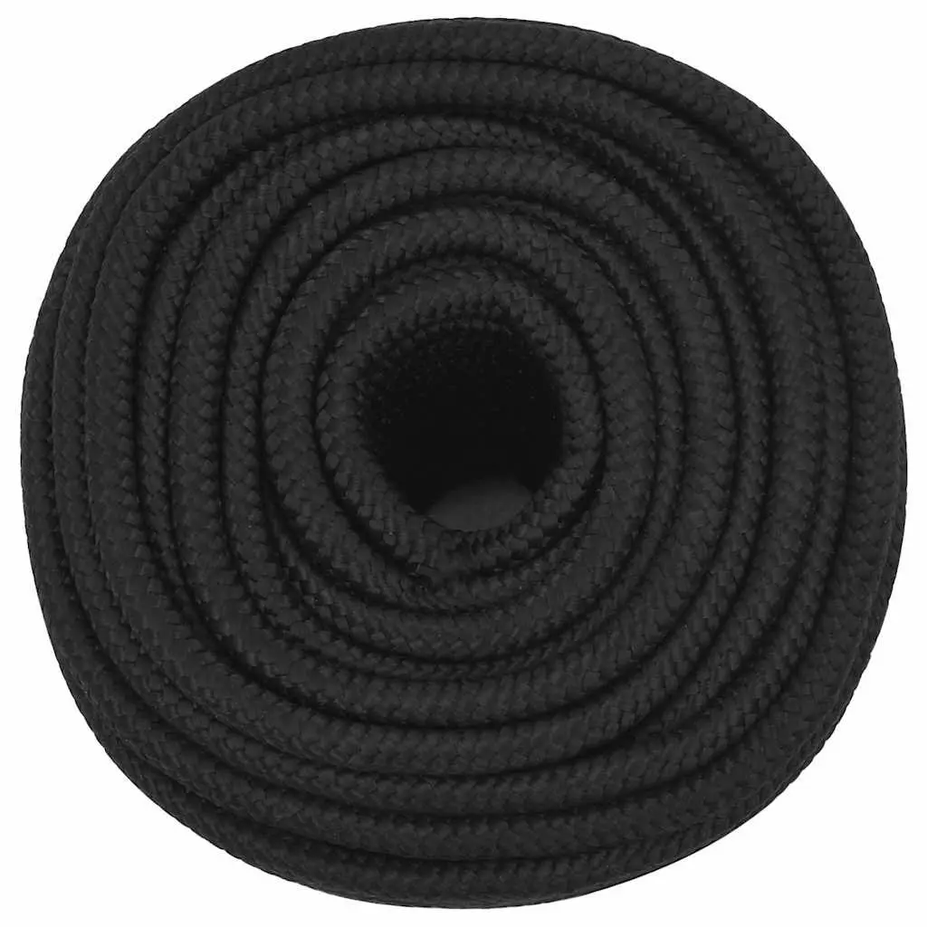 Marine Rope Black Polypropylene Braided Dock Line 12mm 100m