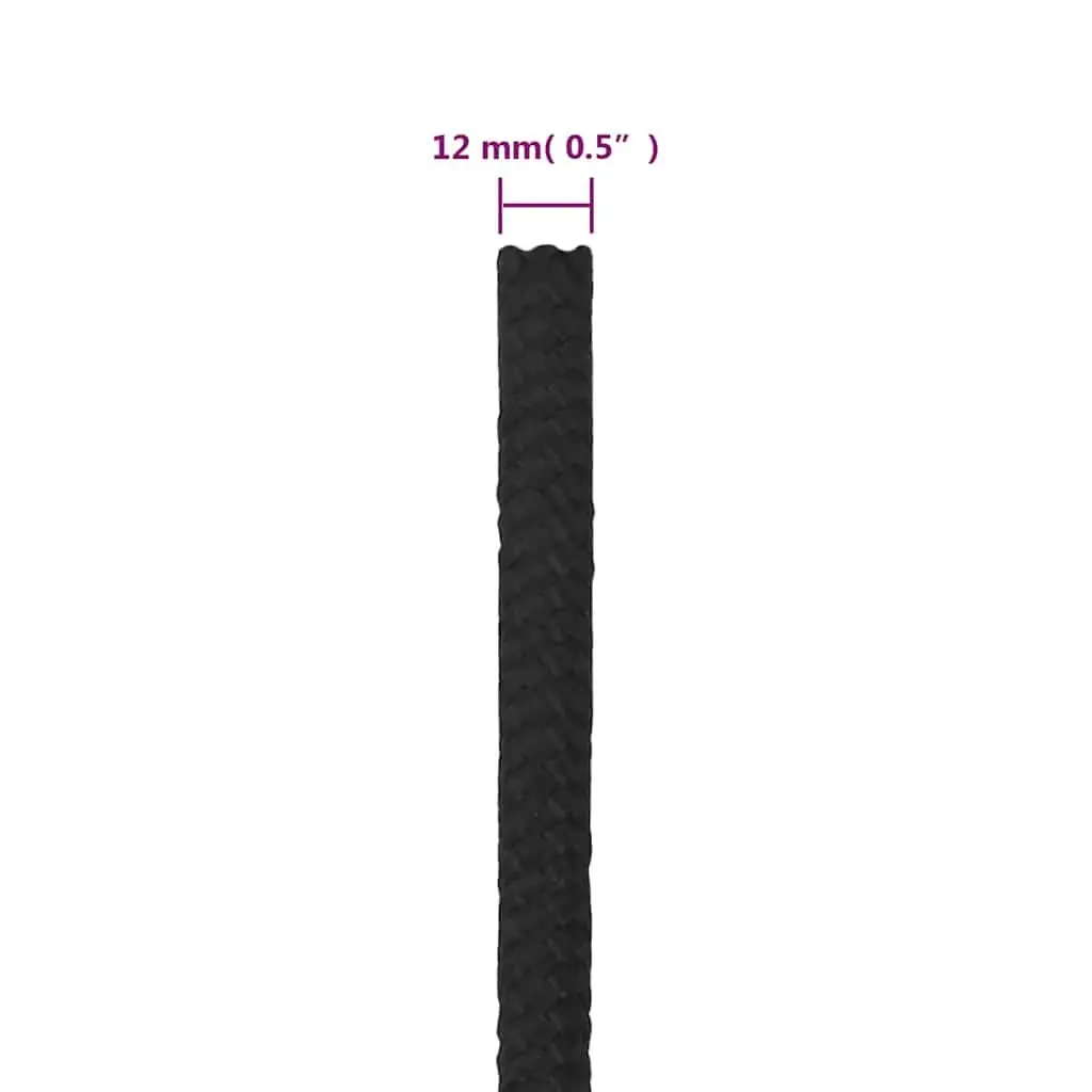 Marine Rope Black Polypropylene Braided Dock Line 12mm 100m