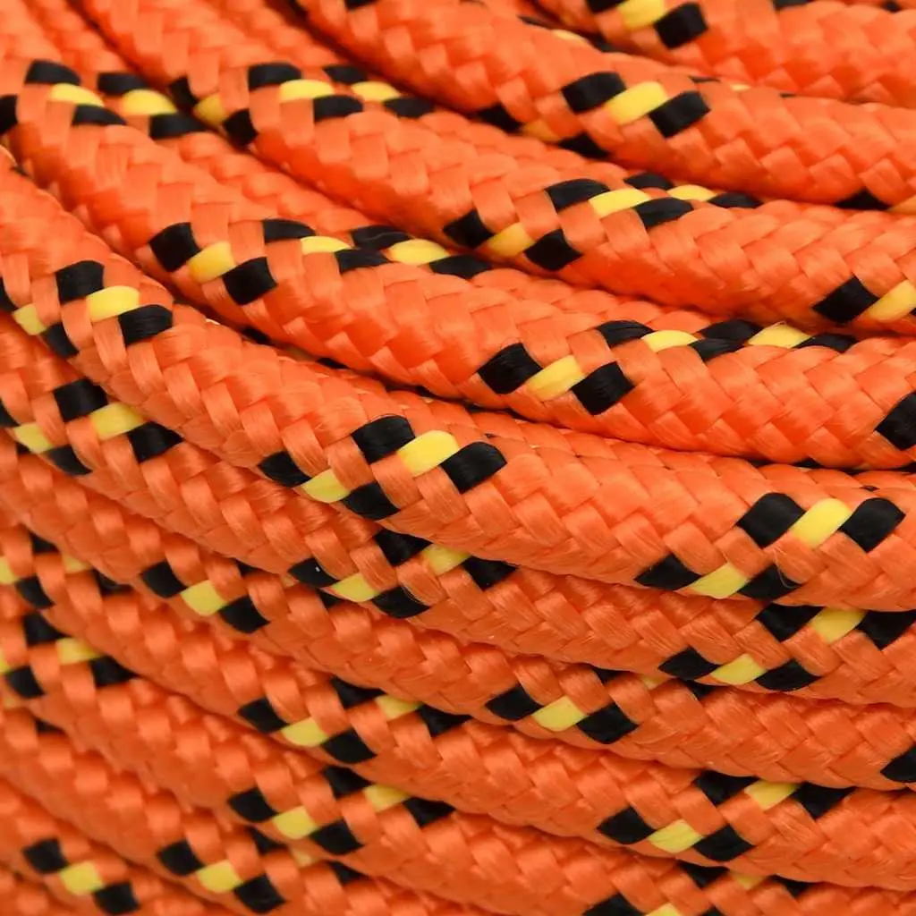 Marine Rope 50m Orange 6mm Braided Polypropylene for Dock Lines Sailing Boating Yachting