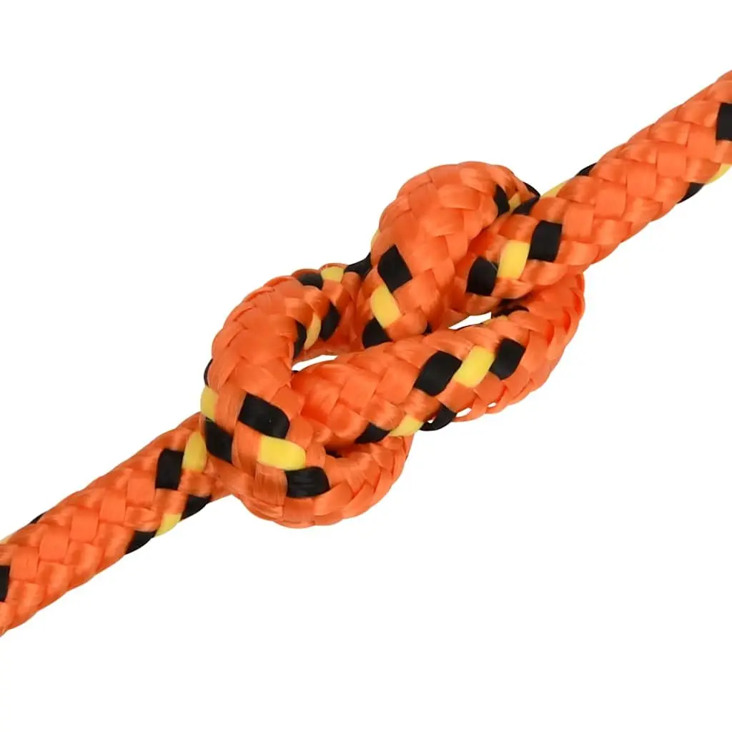 Marine Rope 50m Orange 6mm Braided Polypropylene for Dock Lines Sailing Boating Yachting
